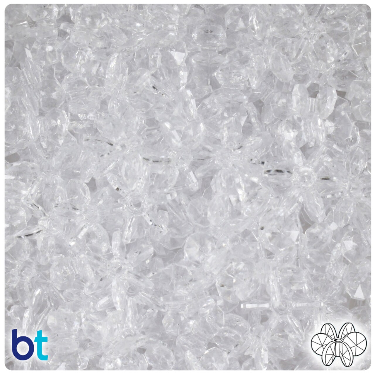 BeadTin Crystal Transparent 12mm SunBurst Plastic Craft Beads (450pcs)